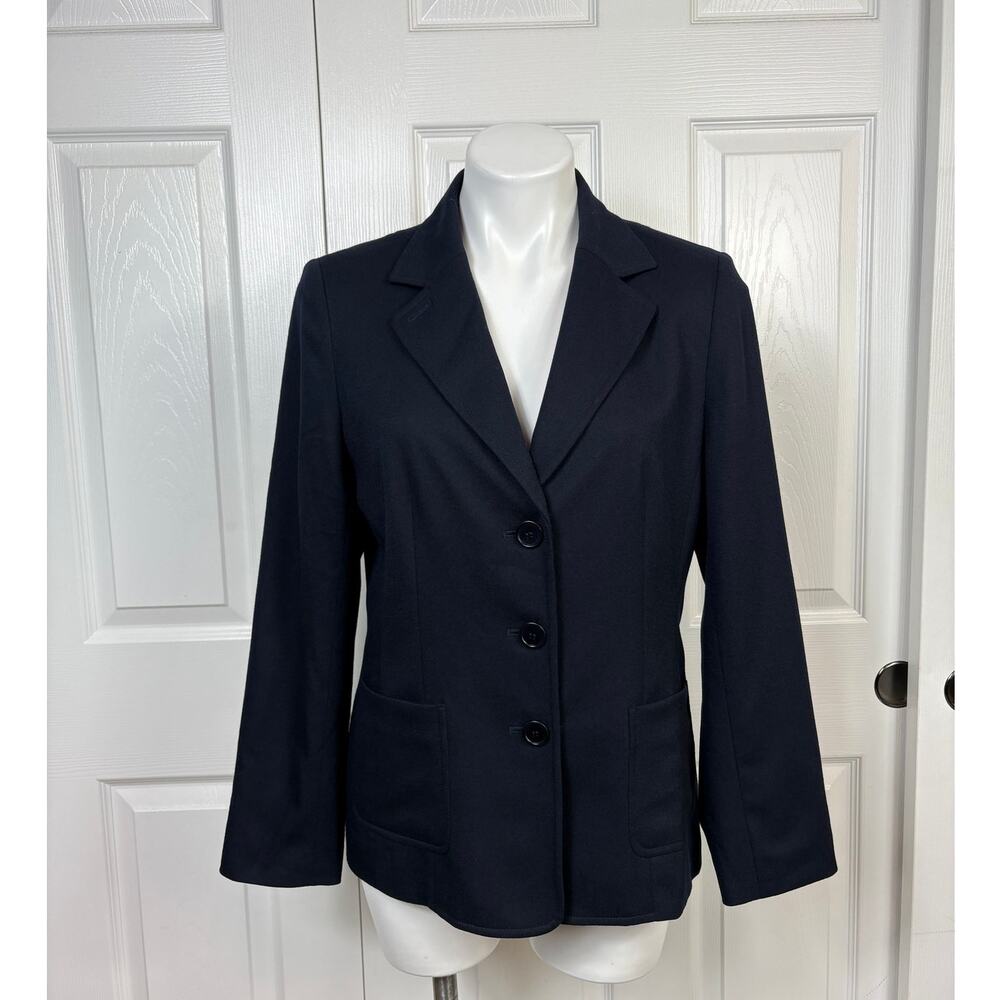 Talbots Petites 99% Wool Black Blazer Size 10 Stretch Fabric